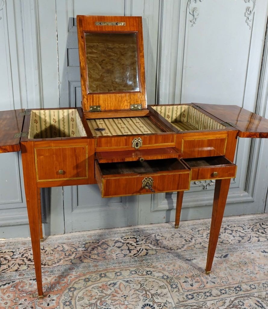 Louis XVI Period Dressing Table In Marquetry-photo-6