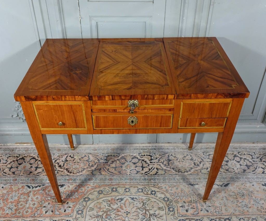 Louis XVI Period Dressing Table In Marquetry-photo-7