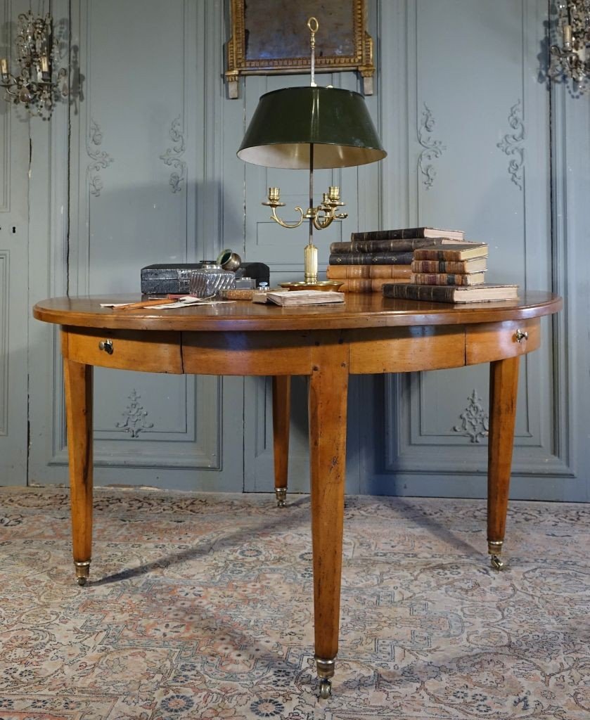 Table ronde De Bibliothèque d'époque Louis XVI / Directoire en merisier-photo-2