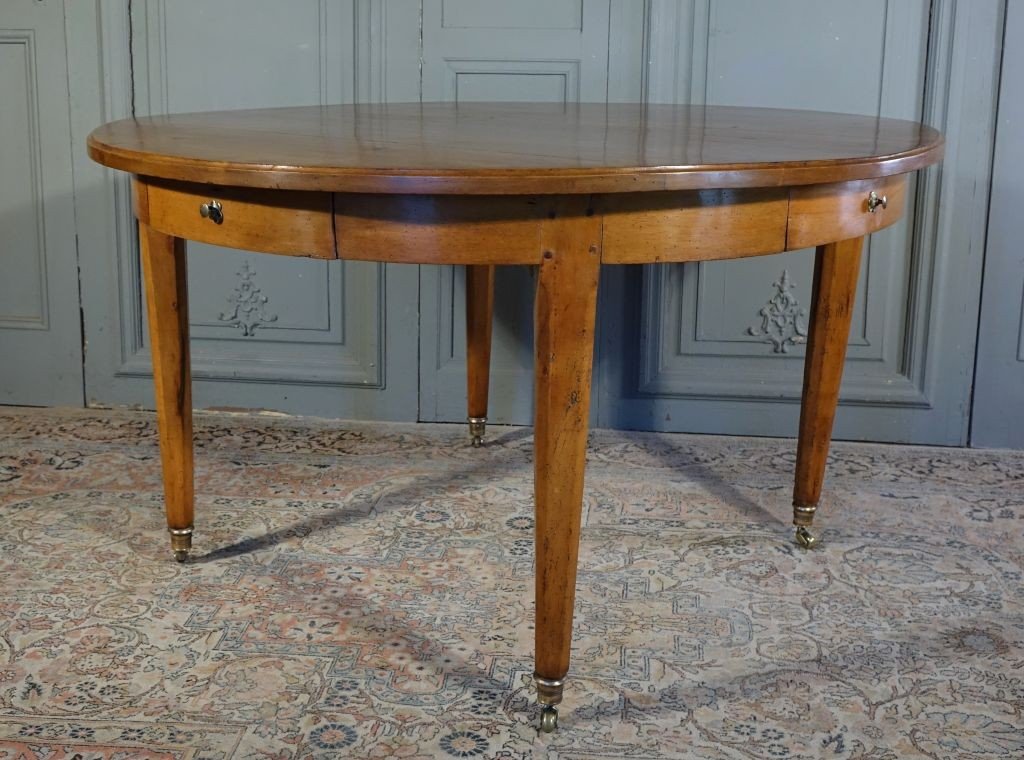 Table ronde De Bibliothèque d'époque Louis XVI / Directoire en merisier-photo-3