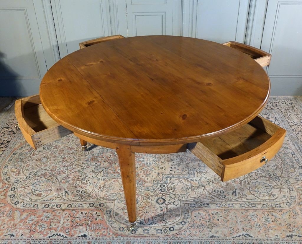 Table ronde De Bibliothèque d'époque Louis XVI / Directoire en merisier-photo-2