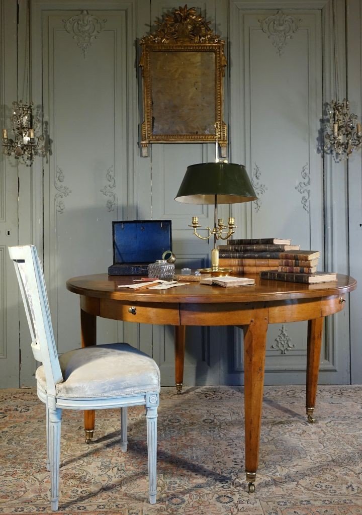 Table ronde De Bibliothèque d'époque Louis XVI / Directoire en merisier