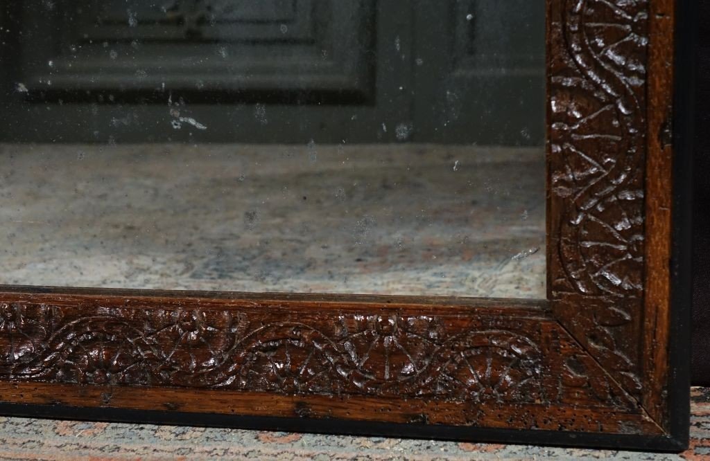 Carved Oak Mirror From The Renaissance Period. Late 16th / Early 17th Century-photo-1