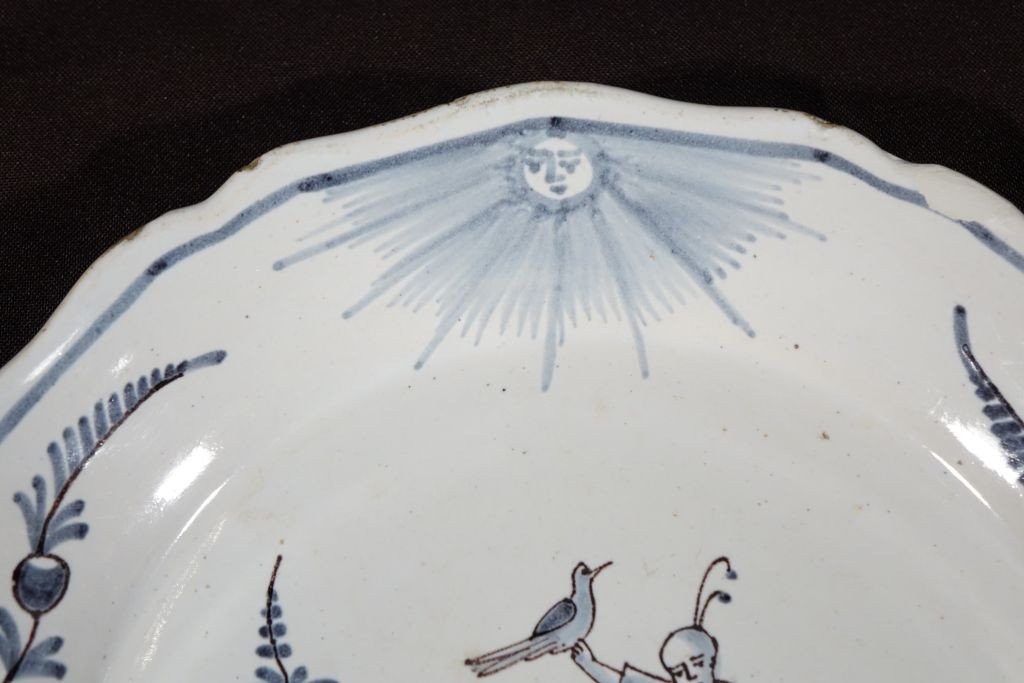 18th Century Nevers Earthenware Plate. Chinese Decor -photo-4