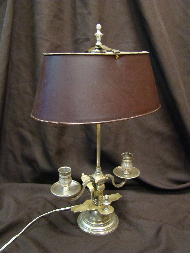 Hot Water Bottle Lamp With Two Lights Silver Bronze - Early Twentieth