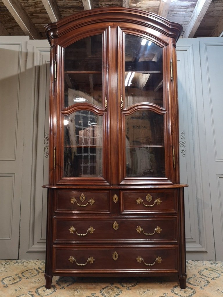 Commode Vitrine De Port En Acajou. Epoque XVIIIème.