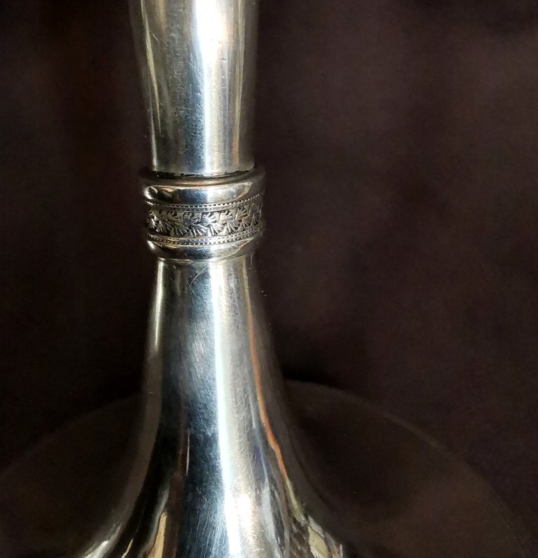 Pair Of Armorial Candlesticks, Empire Period In Sterling Silver-photo-2