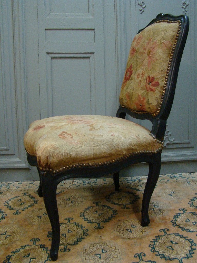 Paire De Chaises d'époque Louis XV tapisserie d'origine aux petits points.-photo-3