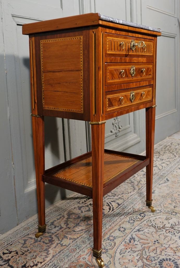 Table Chiffonnière d'époque Louis XVI En Marqueterie-photo-1