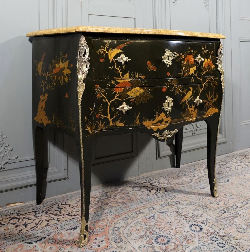 Commode Sauteuse Relaquée D’époque Louis XV  Estampillée C. Chevallier-photo-2