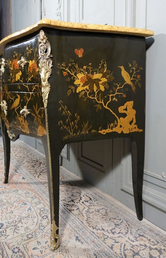 Commode Sauteuse Relaquée D’époque Louis XV  Estampillée C. Chevallier-photo-4