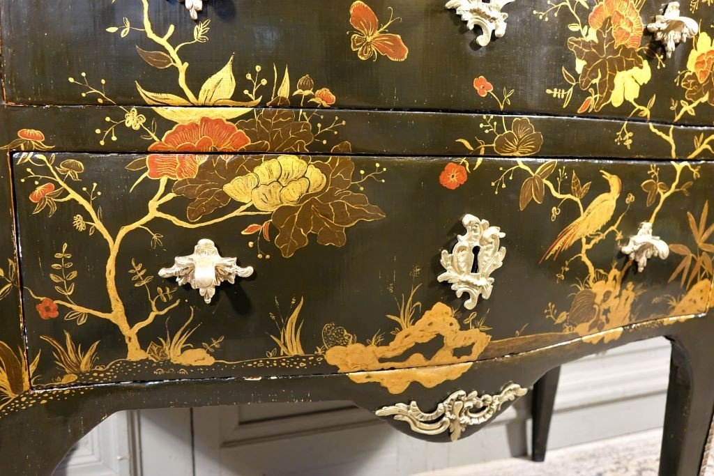 Commode Sauteuse Relaquée D’époque Louis XV  Estampillée C. Chevallier-photo-3