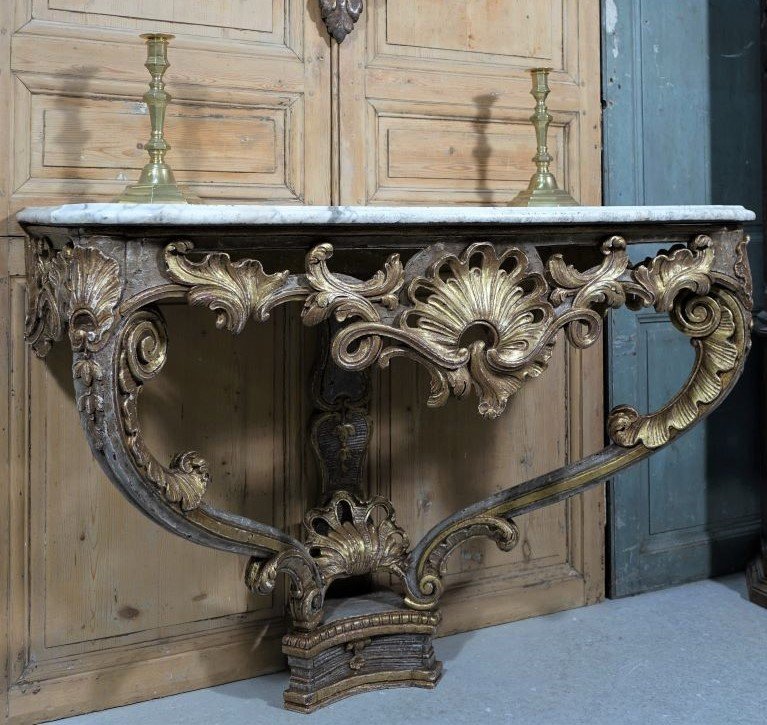 Regency Period Console Relaquée And Gilded-photo-3