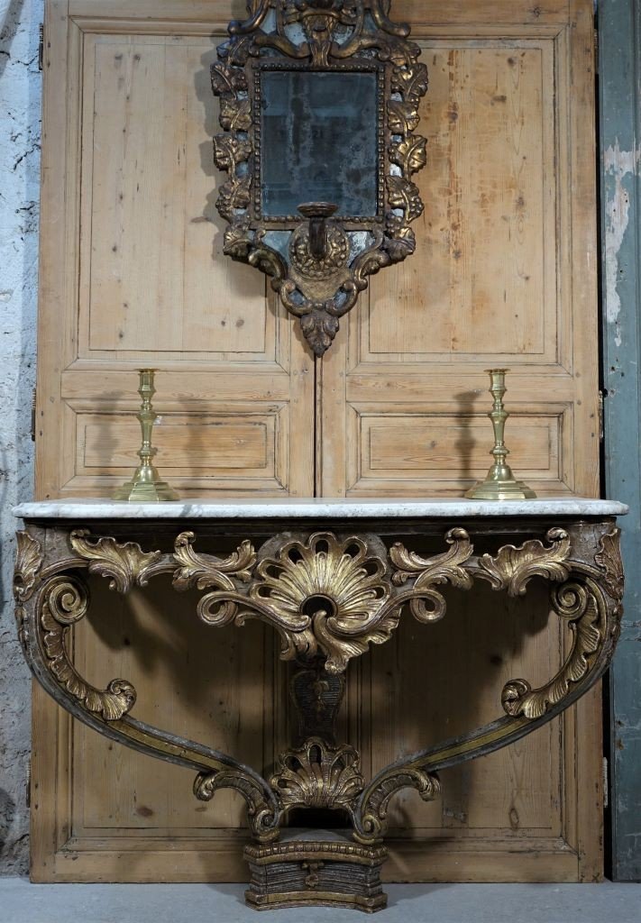 Regency Period Console Relaquée And Gilded