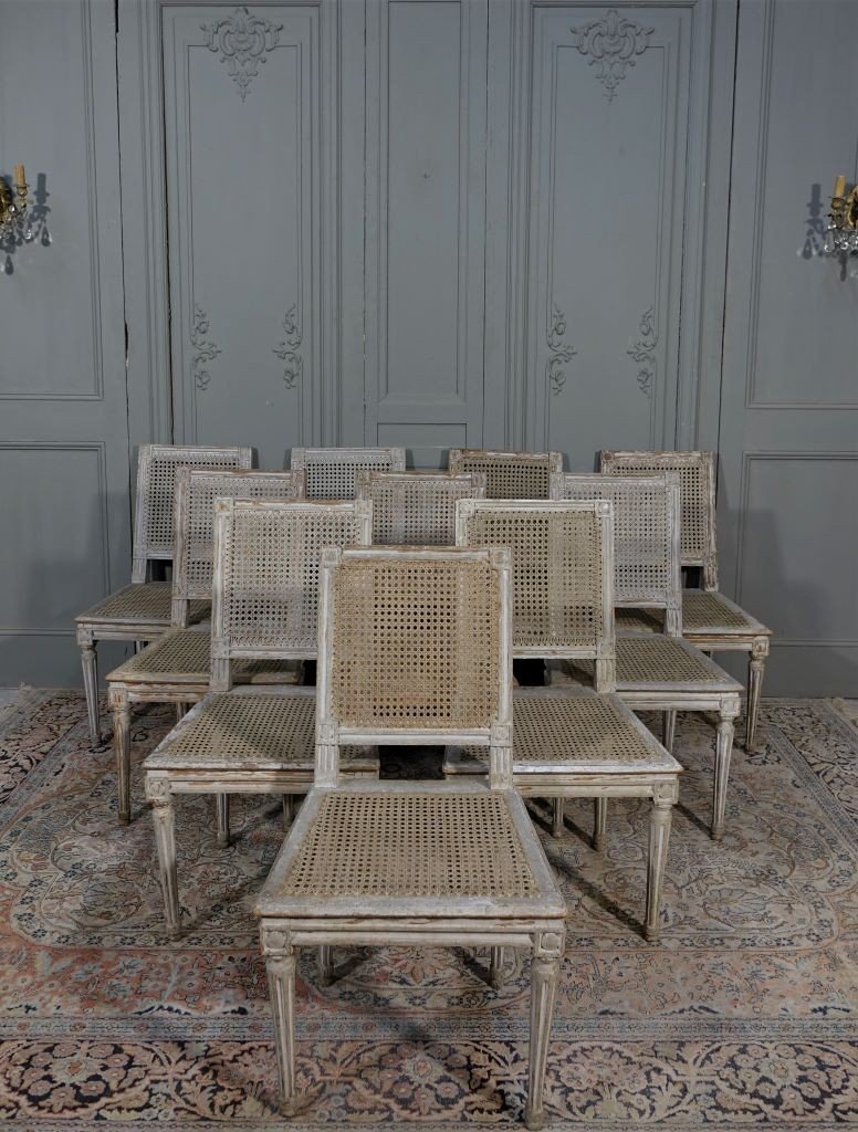 Rare Suite Of Ten Louis XVI Chairs