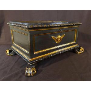 Large Italian Box / Cassone Lacquered And Gilded