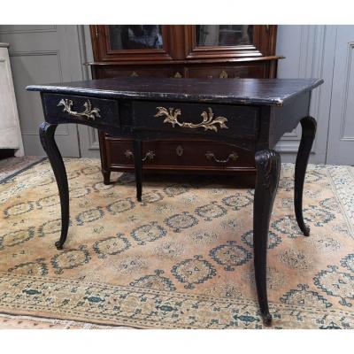 Regency Style Desk In Black Lacquered Wood