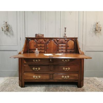 Important Scriban In Solid Walnut Louis XIV Period. Late 17th Century / Early 18th Century