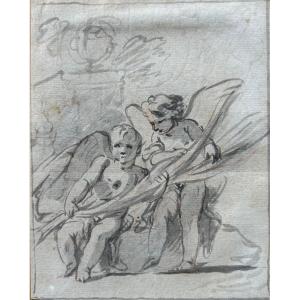 Putti. 18th Century Drawing 