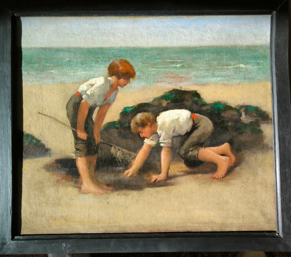 Hst "La Pêche Aux Crabes" Fin XIXeme suiveur de Joachin Sorolla-photo-4