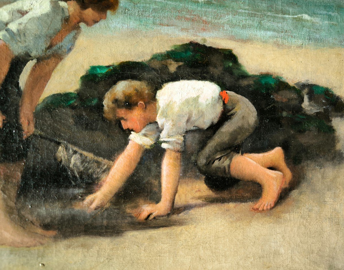 Hst "La Pêche Aux Crabes" Fin XIXeme suiveur de Joachin Sorolla-photo-1