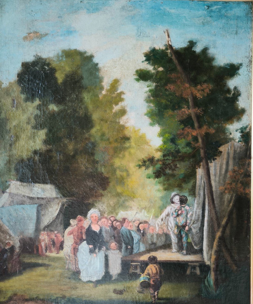 HST "Scène de fête et de kermesse dans un village" Jean Seignemartin 1848-1875