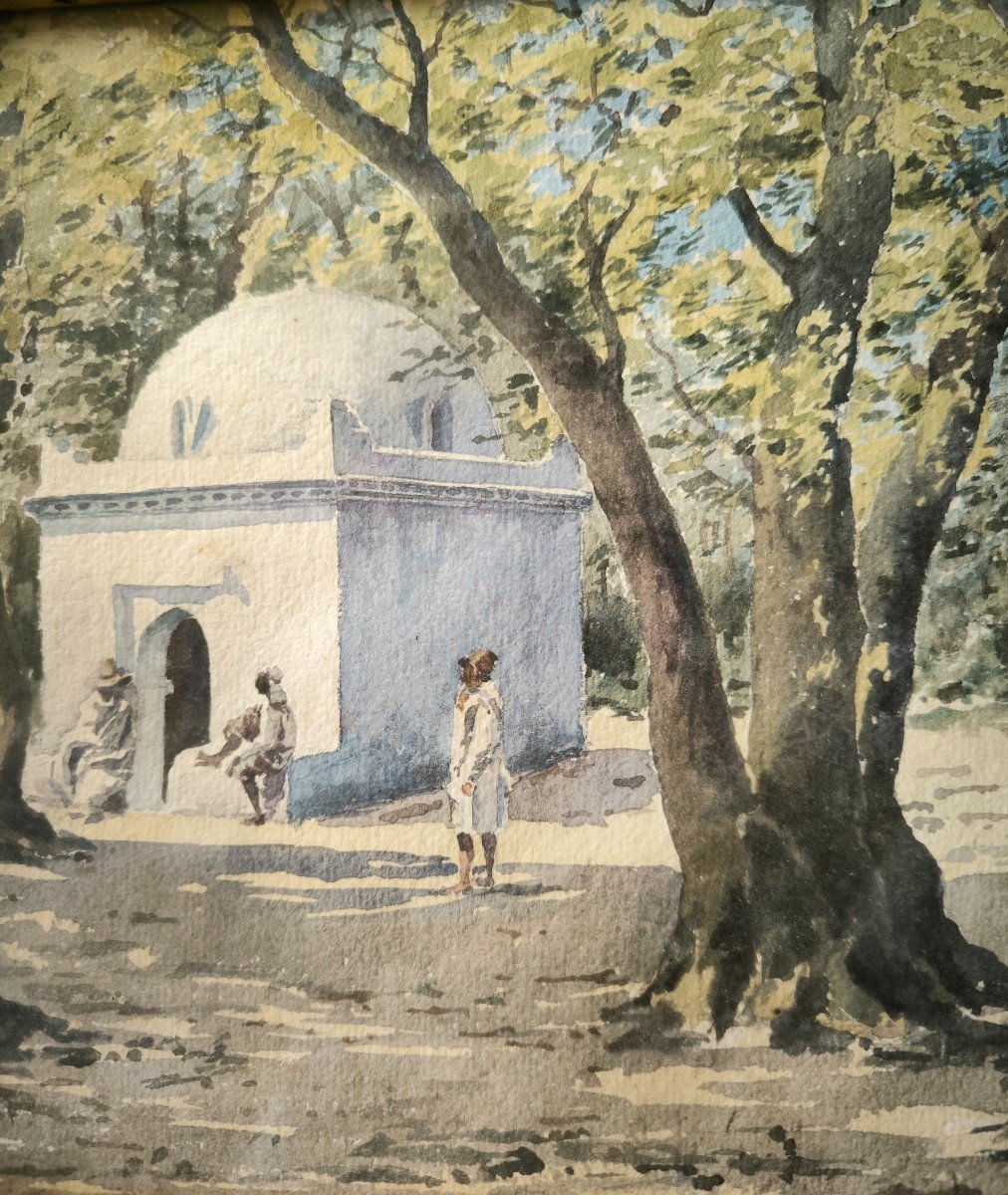 Watercolor "mausoleum Of Sidi Yakoub" In Blida Late 19th Century-photo-2