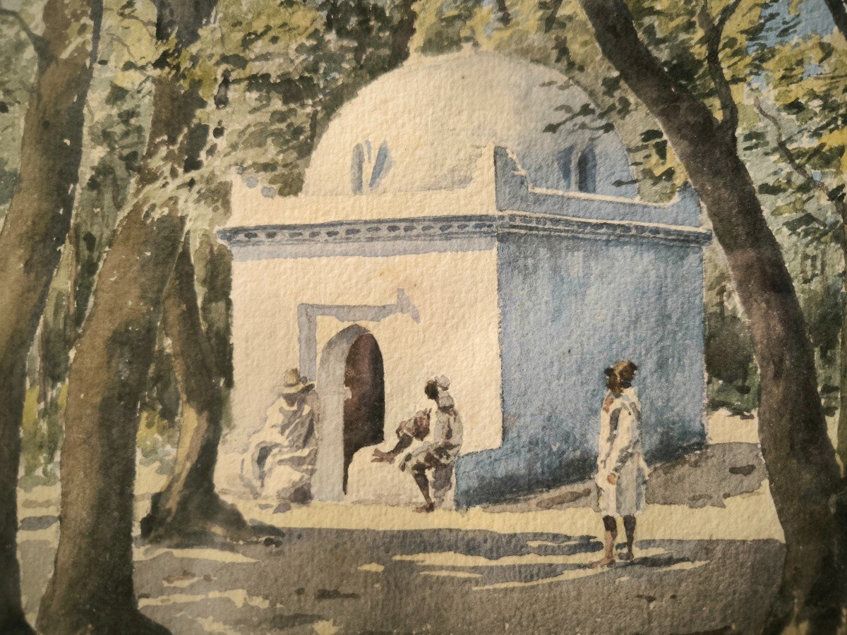 Watercolor "mausoleum Of Sidi Yakoub" In Blida Late 19th Century-photo-3