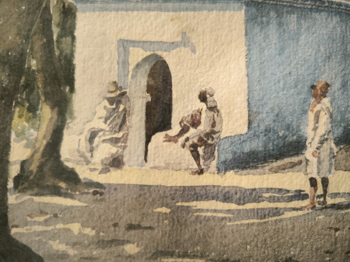 Watercolor "mausoleum Of Sidi Yakoub" In Blida Late 19th Century-photo-1