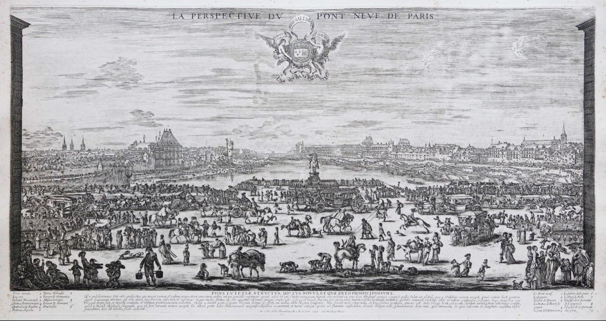 Antique Engraving – The Pont Neuf – Paris