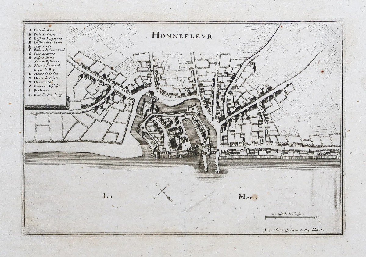 Old Map Of Honfleur