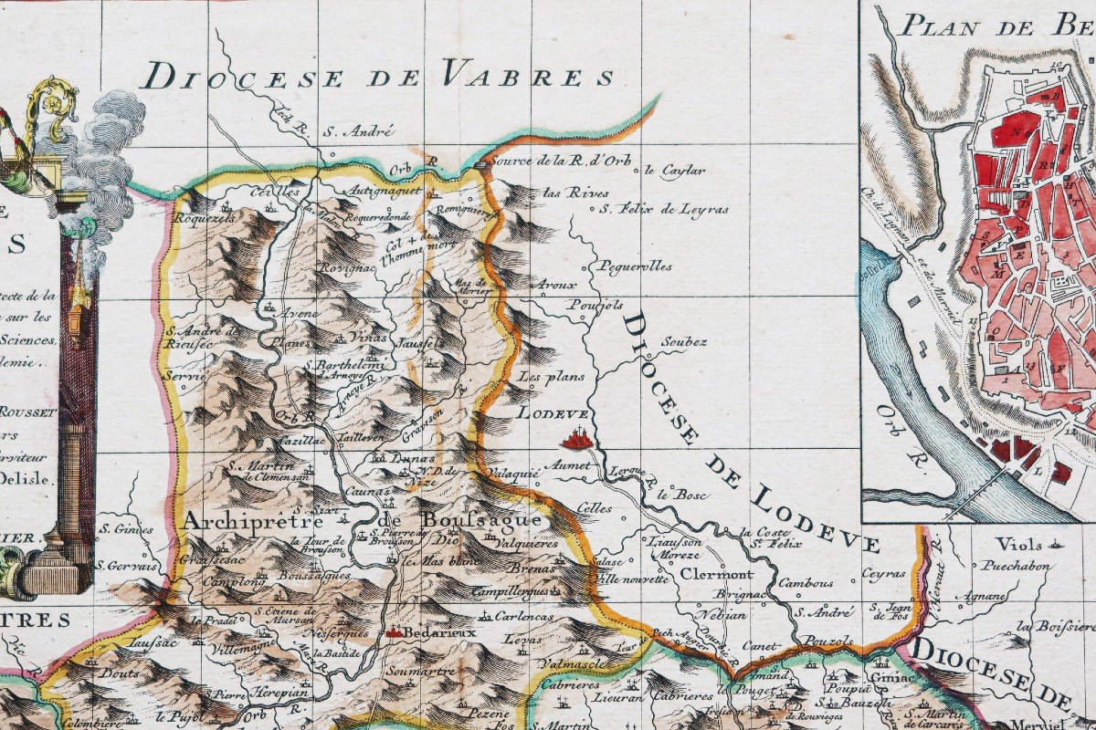 Old Geographical Map Of The Diocese Of Béziers-photo-2