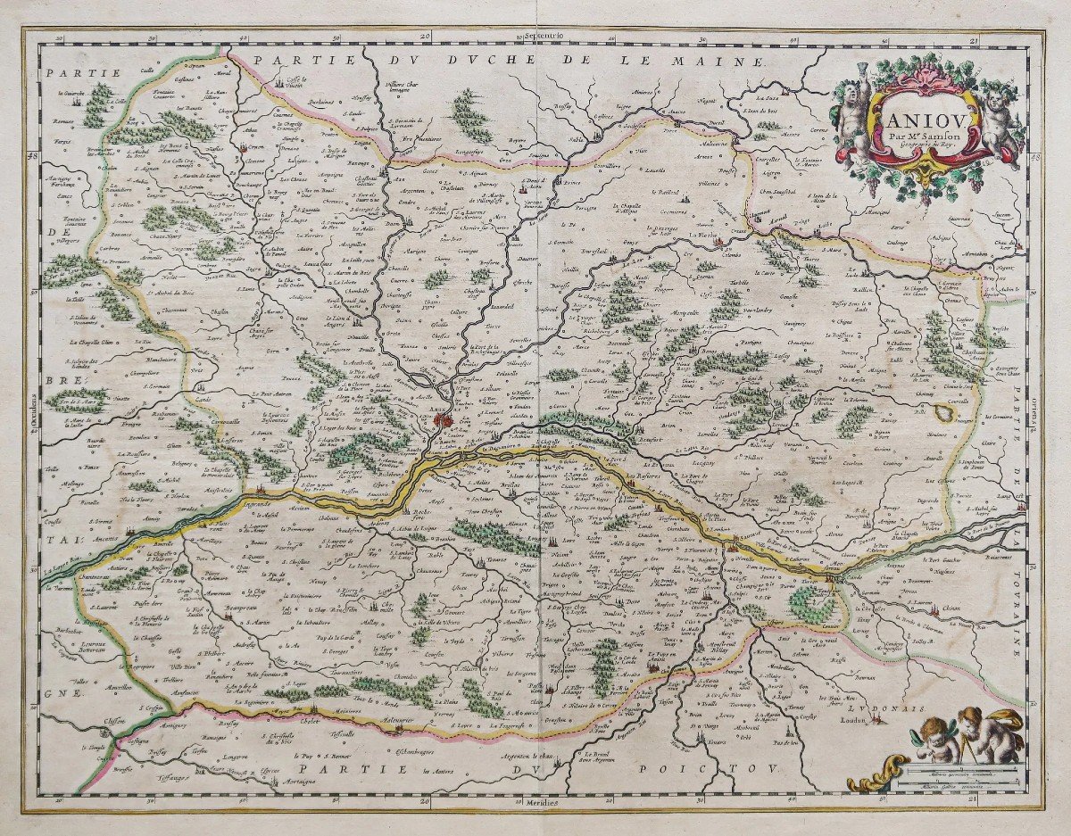 Old Geographical Map Of Anjou