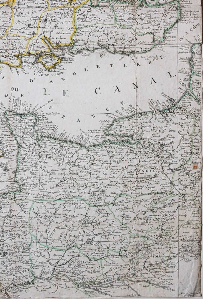 Carte Géographique Ancienne De La Manche-photo-2