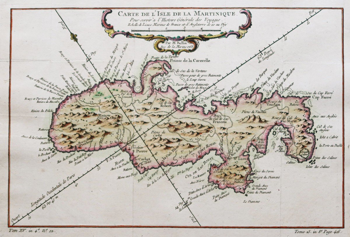 Old Marine Map Of Martinique