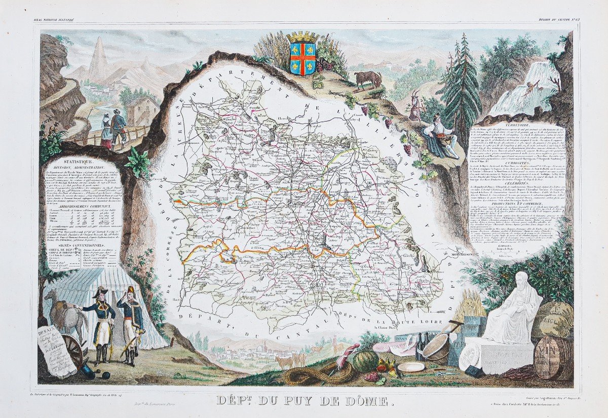 Old Geographical Map Of Puy De Dôme - Auvergne