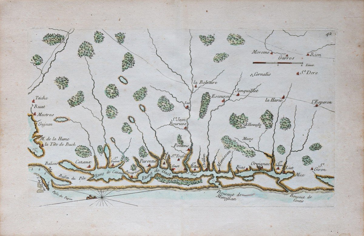 Old Marine Chart Of Mimizan - Boucaut - The Landes-photo-2