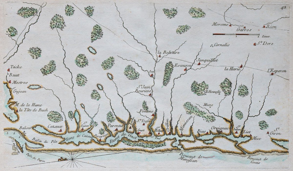 Old Marine Chart Of Mimizan - Boucaut - The Landes