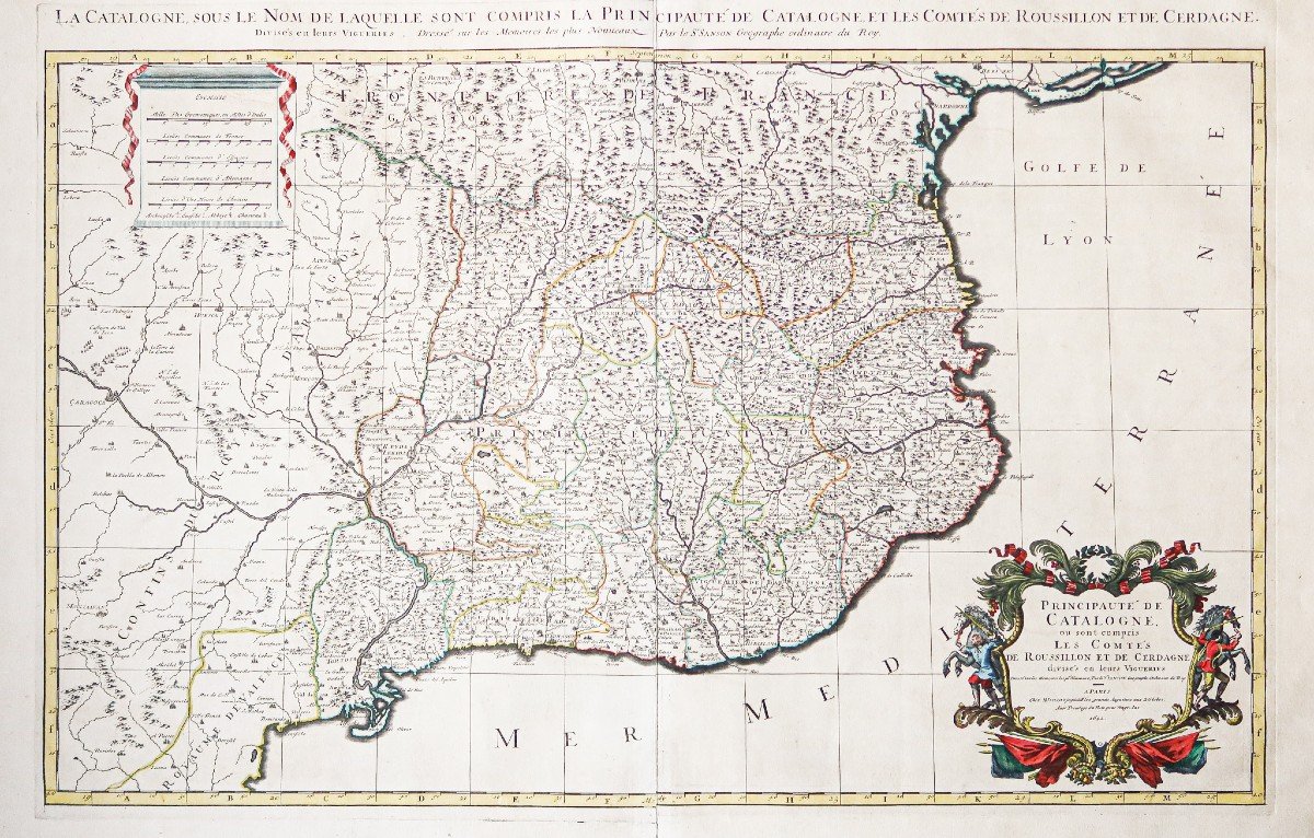 Old Geographic Map Of Catalonia