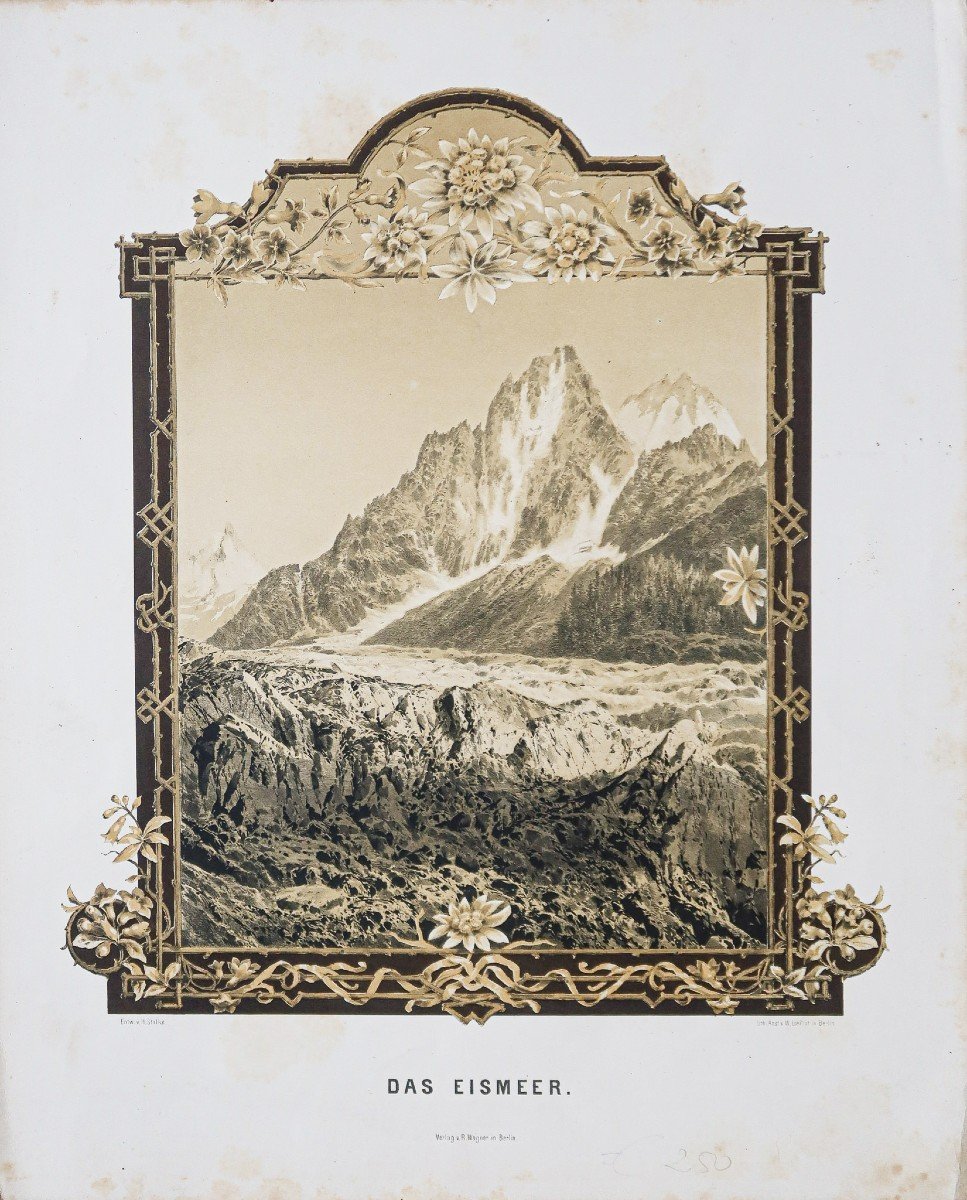 Lithographie Ancienne Du Mont Blanc - Alpes