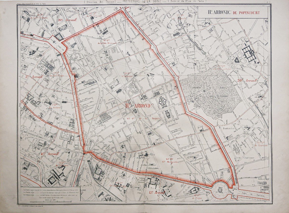 Old Plan Of The 11th Arrondissement Of Paris