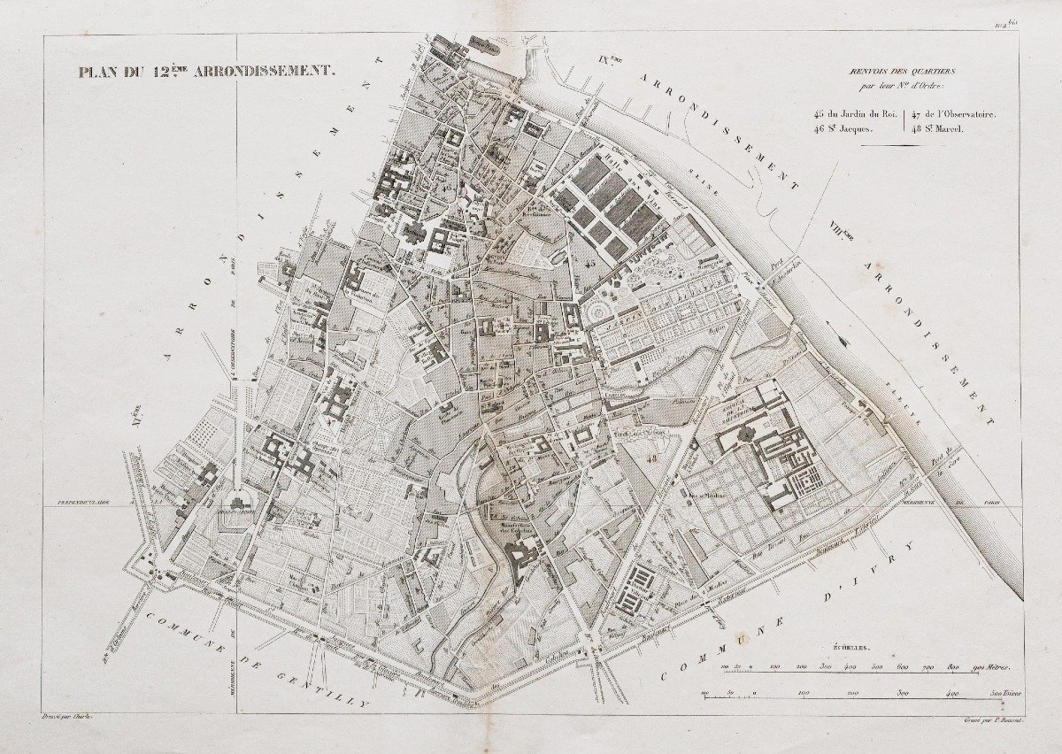 Old Plan Of The 12th Arrondissement Of Paris