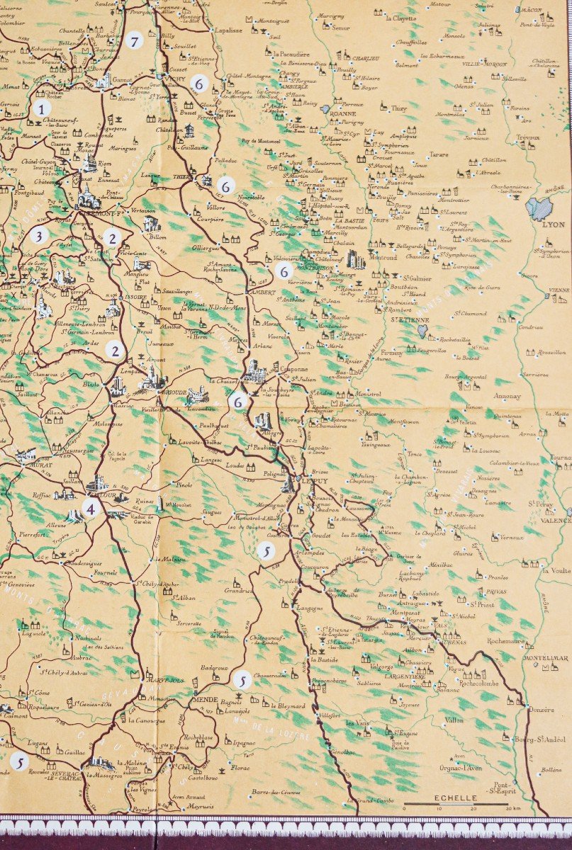 Carte Itinéraire De L’auvergne Et Pays Avoisinants-photo-3