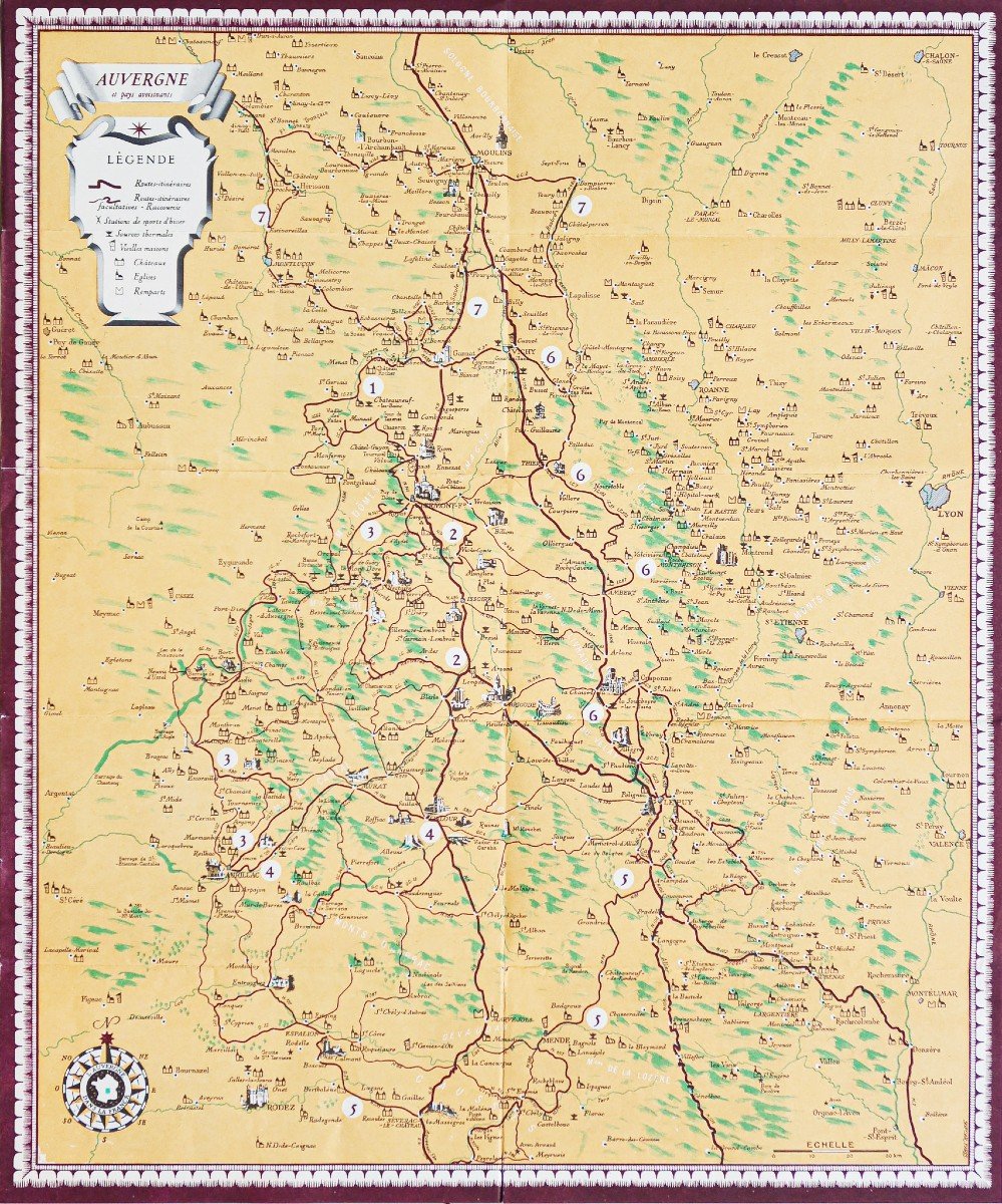 Carte Itinéraire De L’auvergne Et Pays Avoisinants