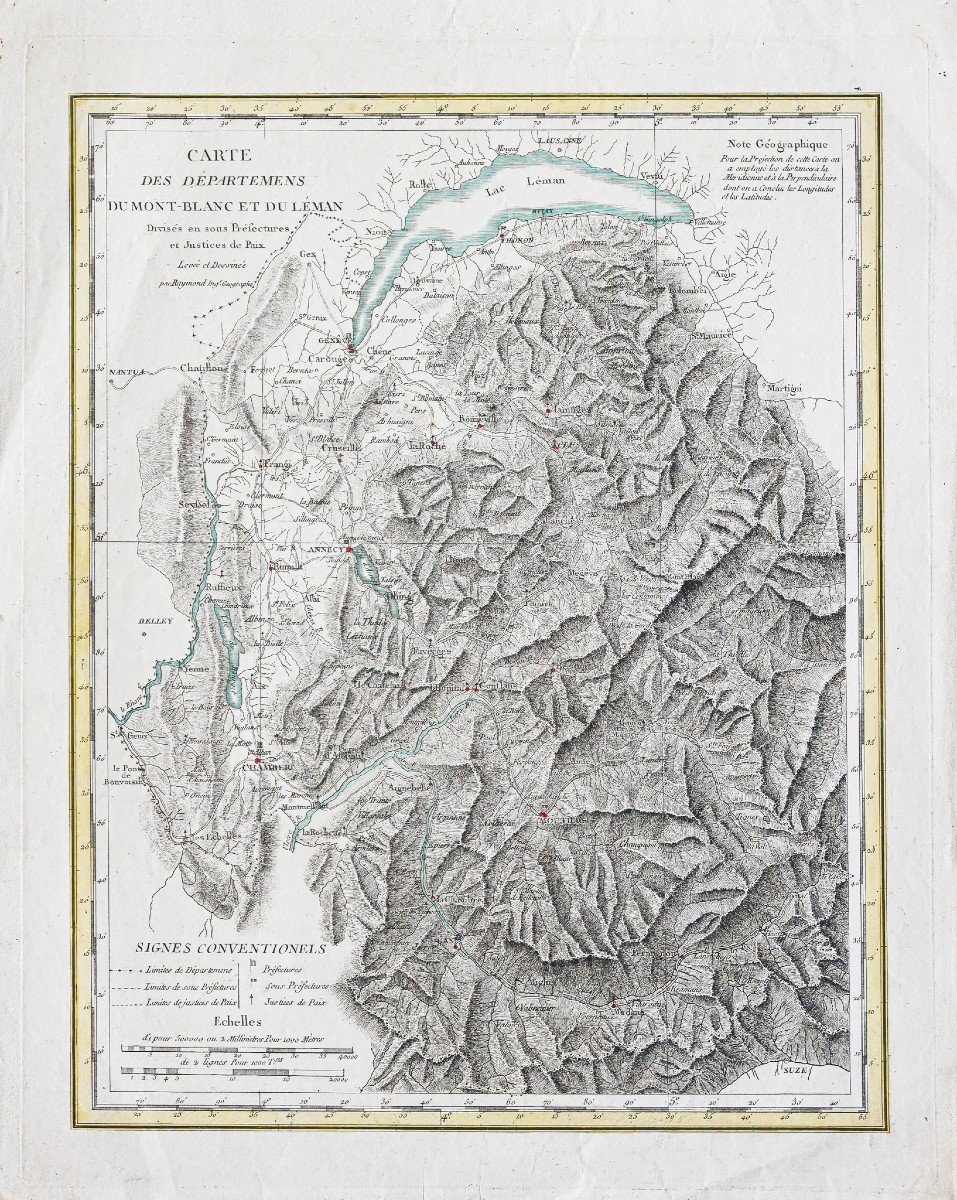 Old Geographic Map Of Mont Blanc – Lake Geneva-photo-2