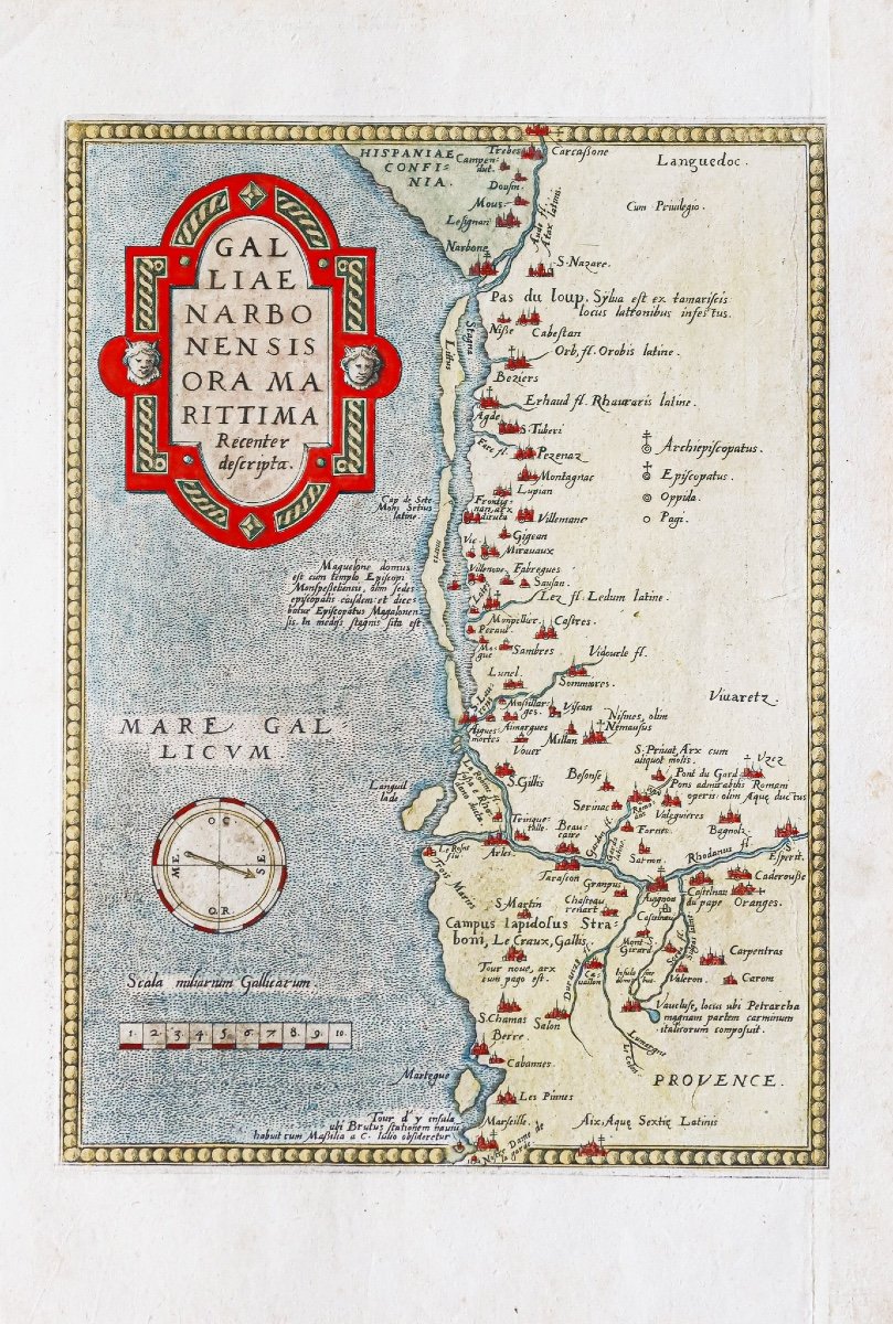 Proantic: Carte Géographique Ancienne De Narbonne