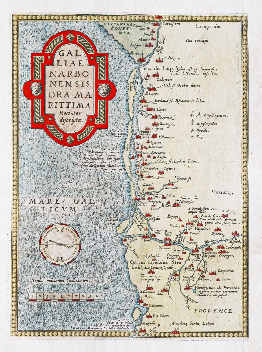 Old Geographic Map Of Narbonne