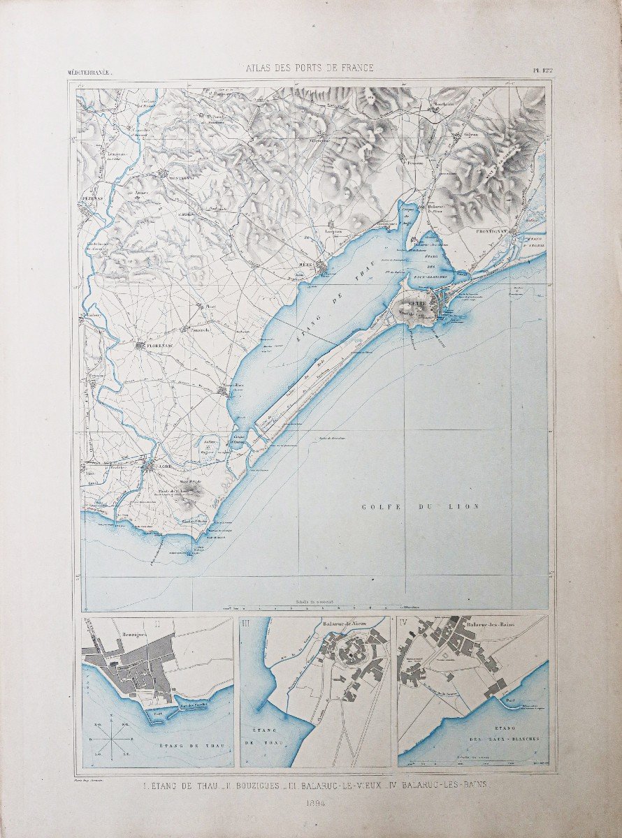 Old Nautical Chart Of The Thau Lagoon-photo-2