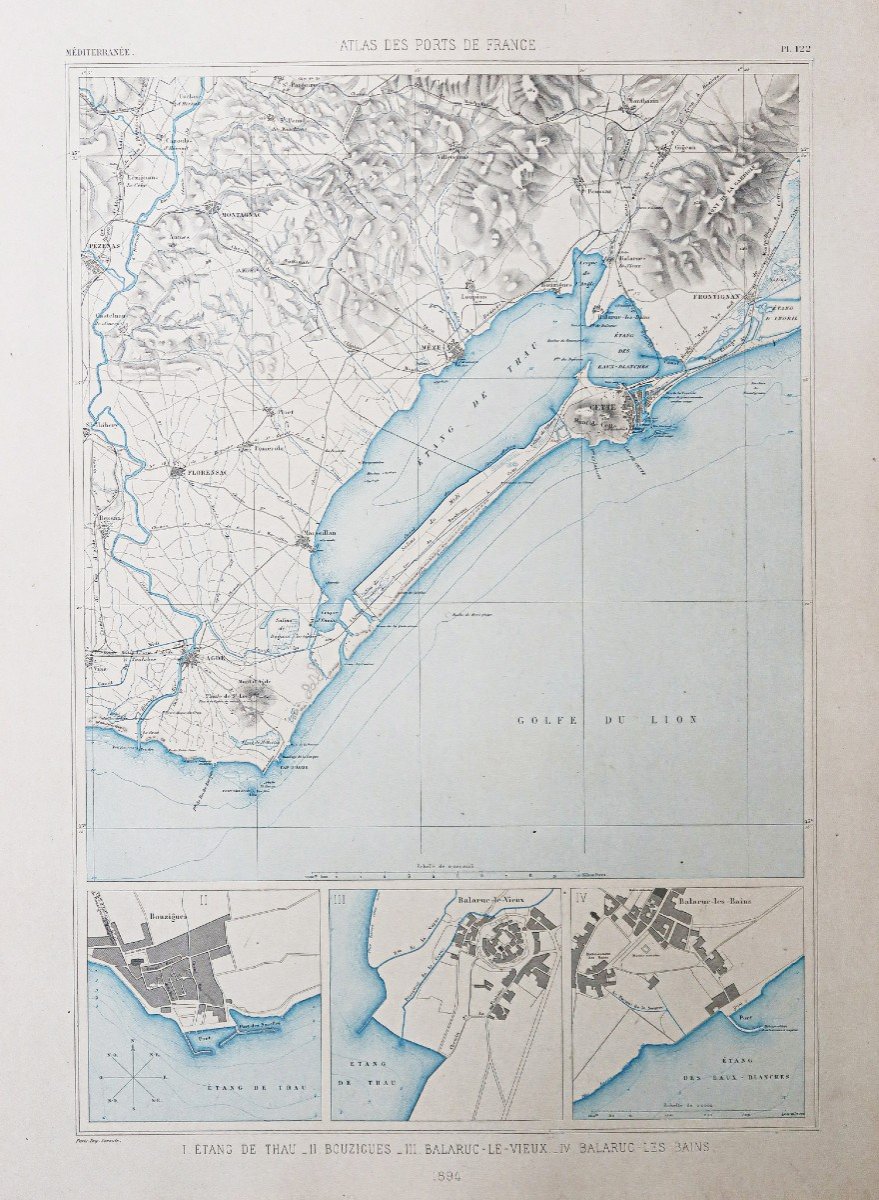 Old Nautical Chart Of The Thau Lagoon