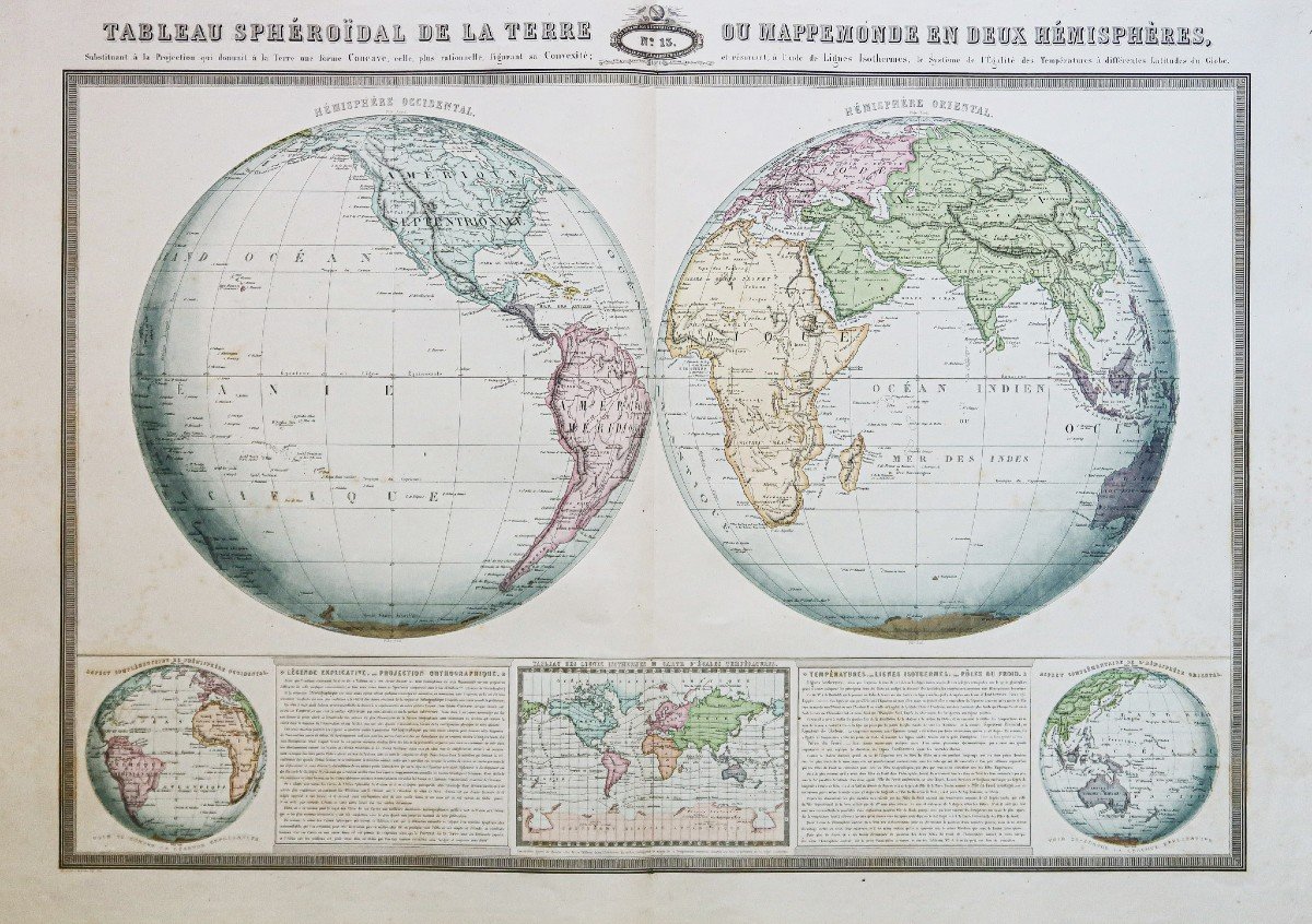 Old World Map In Two Hemispheres